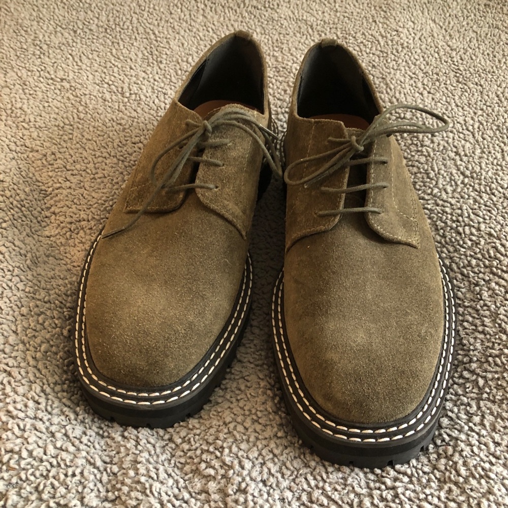 Marks & Spencer Chunky Lace-Up Green Oxford Suede Loafers - Size 10 (UK 7)